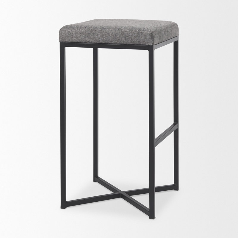 Tabouret de comptoir rembourré Rosetta, Tabouret de bar (siège d'une hauteur de 30,3 po), Gris