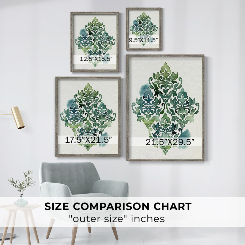 Algae and Azule Motif I Framed Print - Solid Wood, 15" H x 12" W