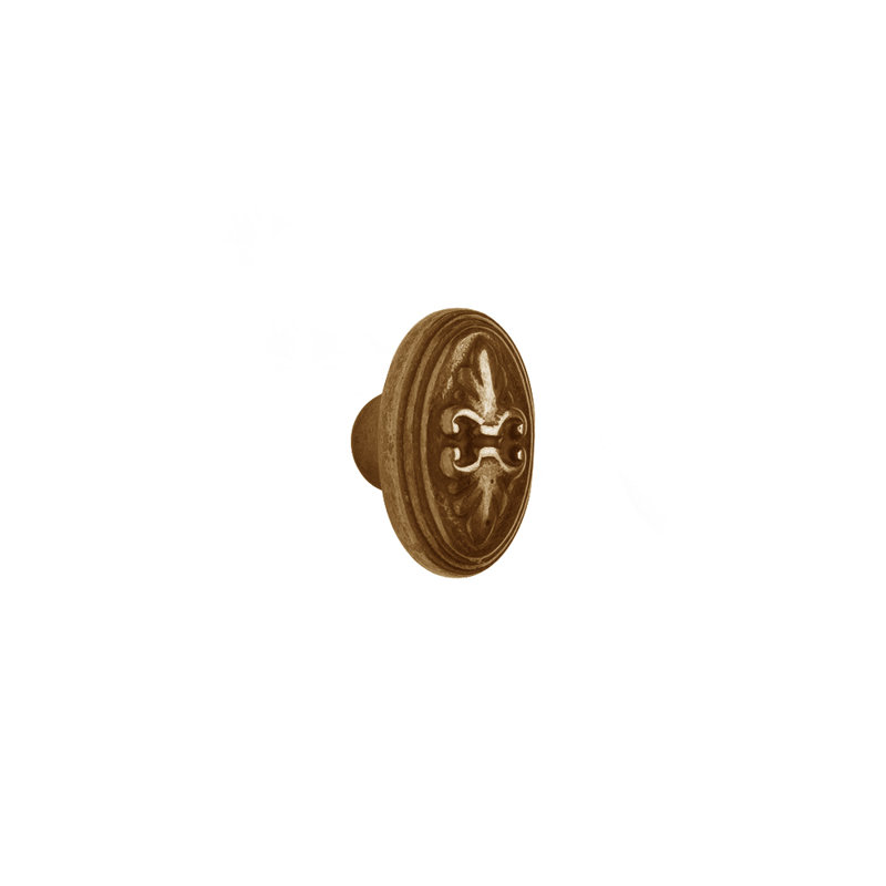 Fleur De Lis Bronze Oval Knob, Silicon Bronze Medium