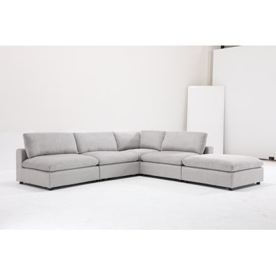 Canapé modulaire rembourré 5 pièces avec repose-pieds Nuccio