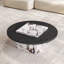 Table basse ronde 35,45 po, table basse ronde en pierre et bois avec base en pierre