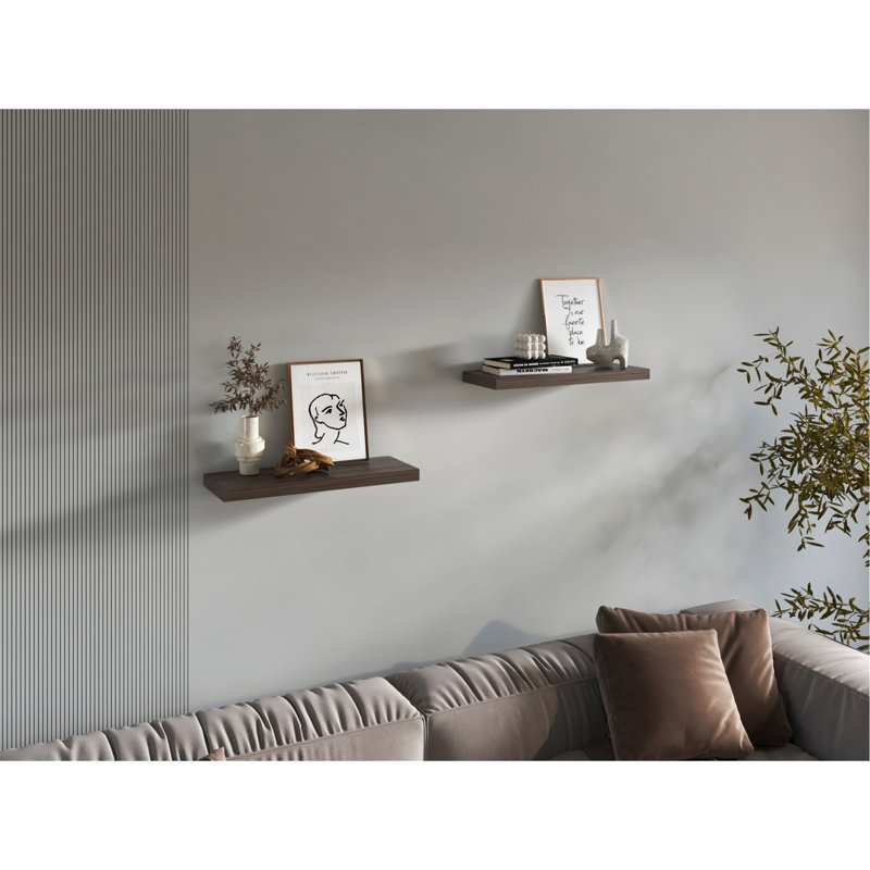 Floating Shelves, Sienna, 2 Shelves, 1.50" H, Brown