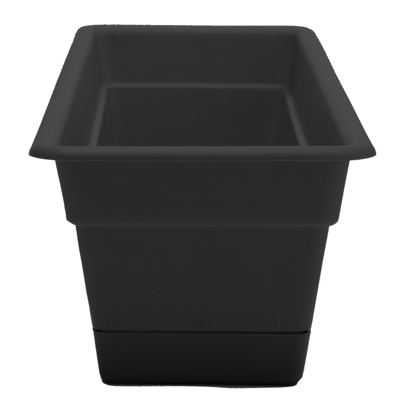 Dura Cotta Traditional Plastic Indoor/Outdoor Rectangle Window Box Planter with Attached Saucer, Black