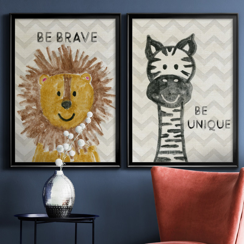 Safari Be Brave - ensemble de 2 reproductions, H 26,5 po x l 73 po x P 1,5 po, H 31,5 po x l 47 po x P 1,5 po, Pas de tapis