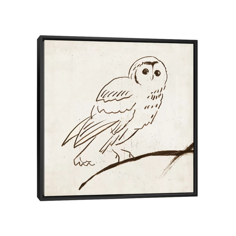 «Owl II», reproduction sur toile, H 18 po x l 18 po x P 1,5 po, Pas de tapis, Toile avec cadre noir