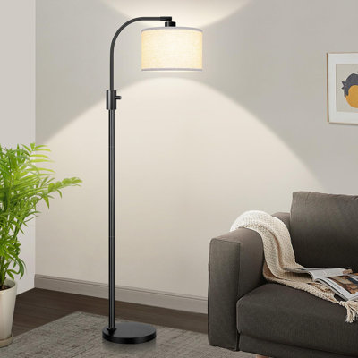 Dimmable LED Arc Floor Lamp For Living Room - 1200 Lumens, Adjustable Linen Shade, Rotatable Stand