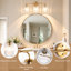 Éclairage pour salle de bain 3 lumières or avec verre transparent à rayures verticales