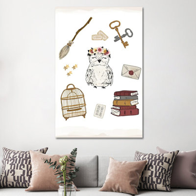 Magical Owl 1 Piece Wrapped Canvas Wall Art