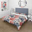 Red And Blue Damask Flower Nostalgia I - Ensemble de housse de couette damassé-628347099