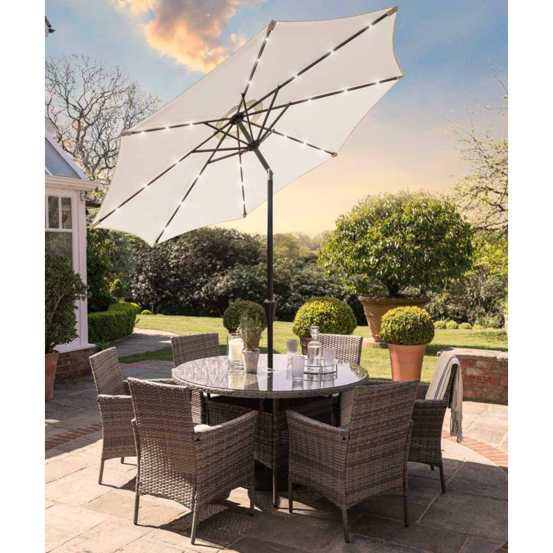 Dubose Round 7 - Piece 6 - Person 130Cm L Outdoor Table Set, Cream