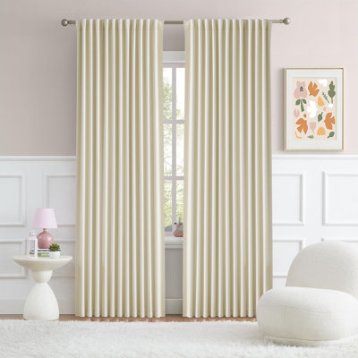 Rideaux crème beige de 84 po de longueur - rideaux à obscurcissement plissés à pattes arrière, rideaux de salon à porte vitrée coulissante pour patio (l 70 x L 84, 2 panneaux)