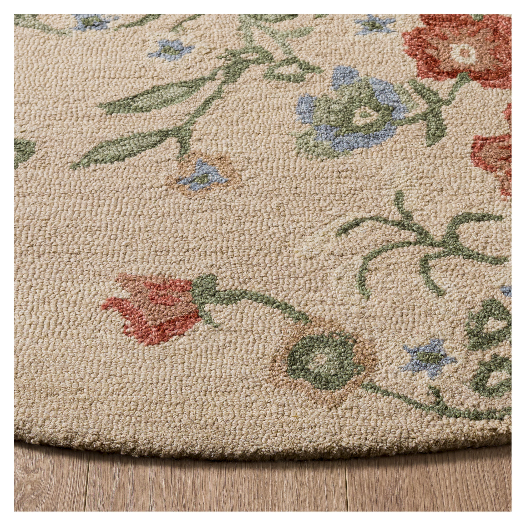 Martha Stewart 3855 Hand Tufted 85% Wool; 15% Cotton Floral Rug, Round 6'