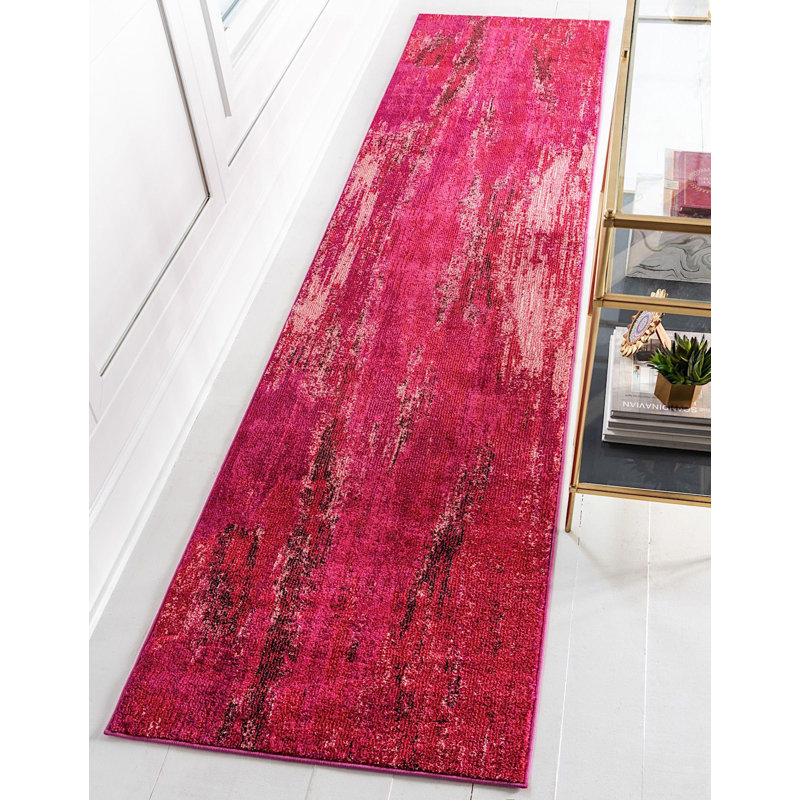 Tapis à motif géométrique magenta Meadow, Carré 8 pi