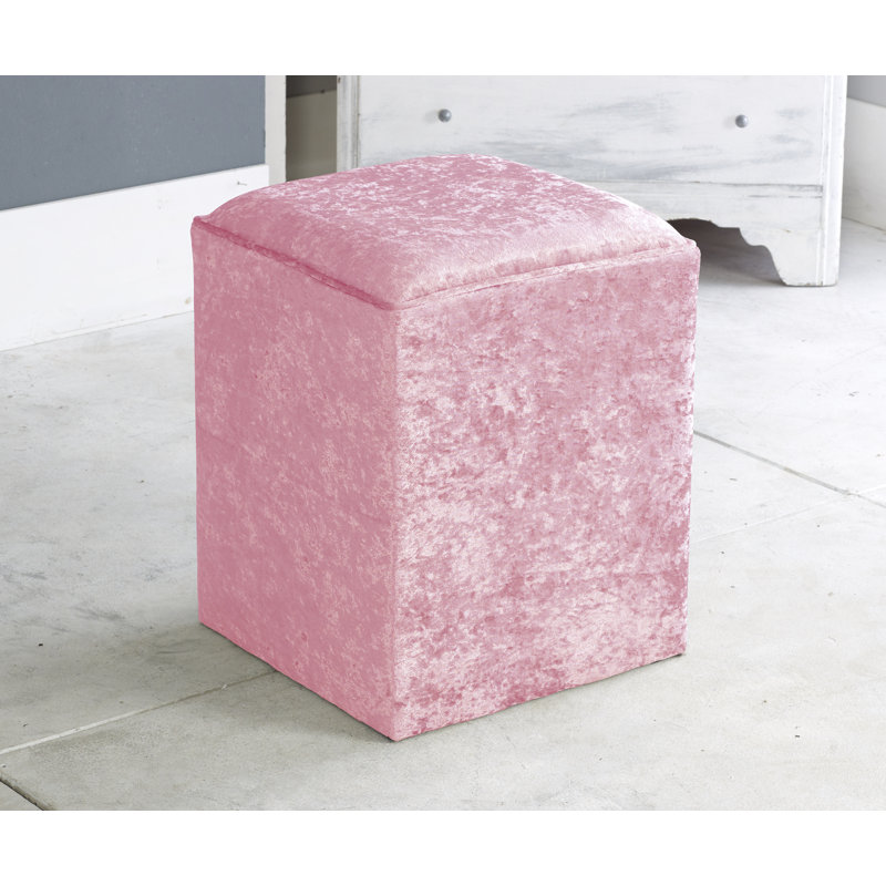 Henriquez 40cm Wide Velvet Square Solid Colour Pouffe Ottoman, Pink