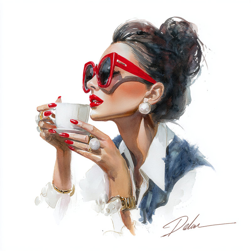 «Cafe Poise», art mural sur toile tendue, H 20 po x l 20 po