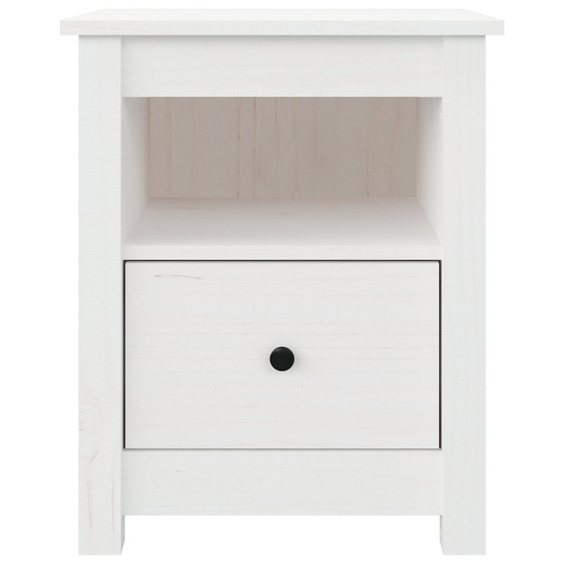 Bedside Cabinet 40X35x49 Cm Solid Wood Pine, White