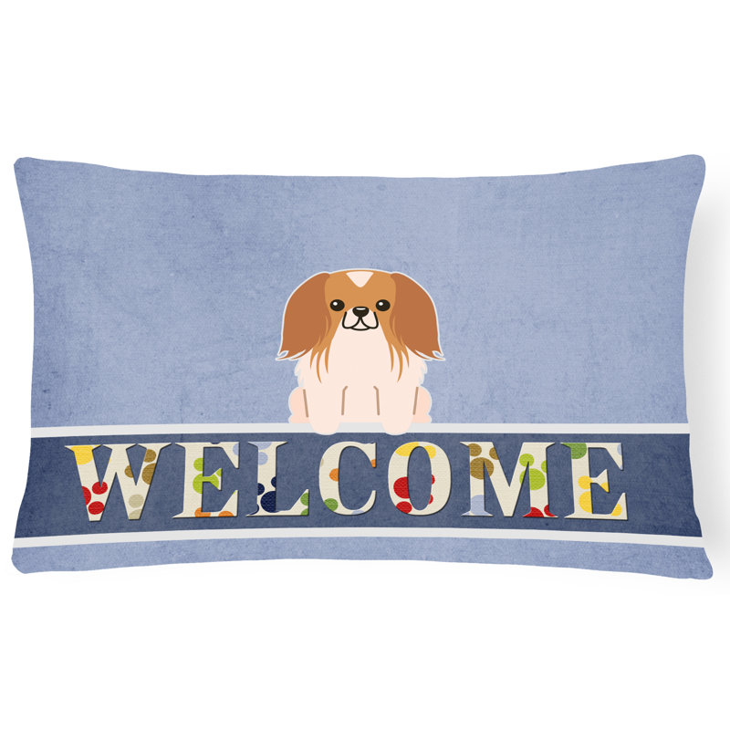 Coussin Pekingnese Welcome, Brun/blanc