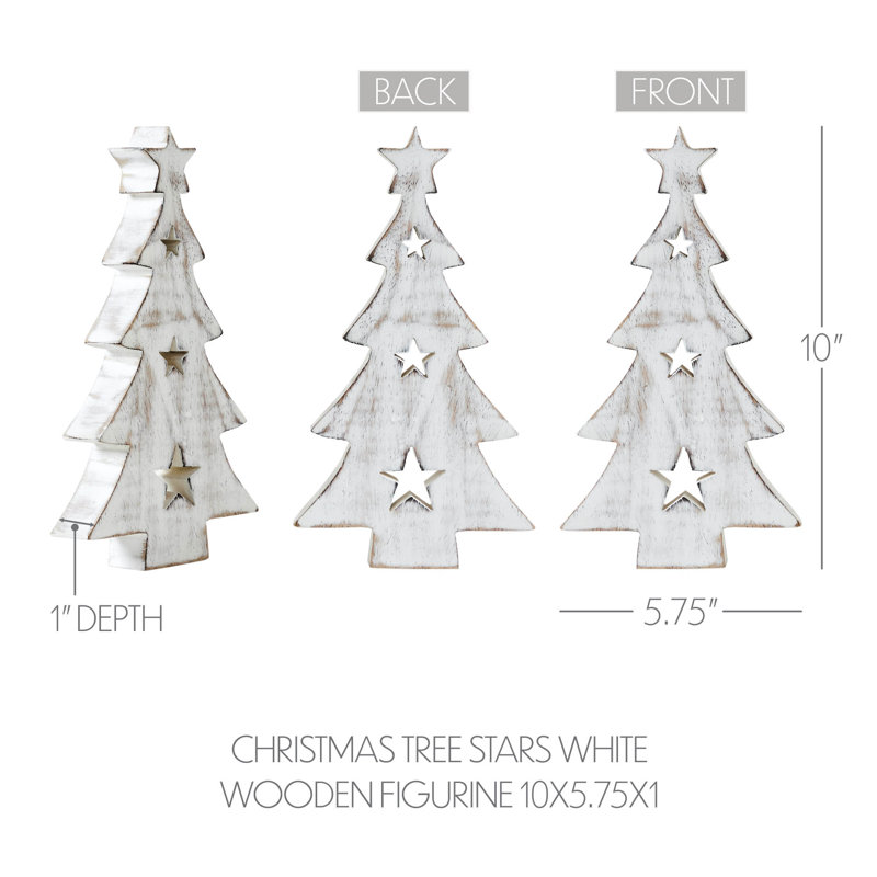 Higher Glory Christmas Tree w/ Stars Wooden Figurine, 10" H x 5.75" W x 1" D