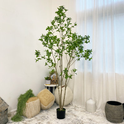 Faux eucalyptus de 94,5 po (8 pieds de haut) dans un pot à fleurs