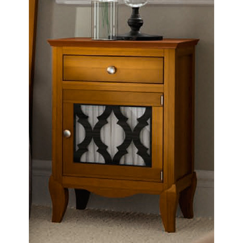 Jeanette 49.5 cm W Bedside Table, Brown/BlackSmoke, Right