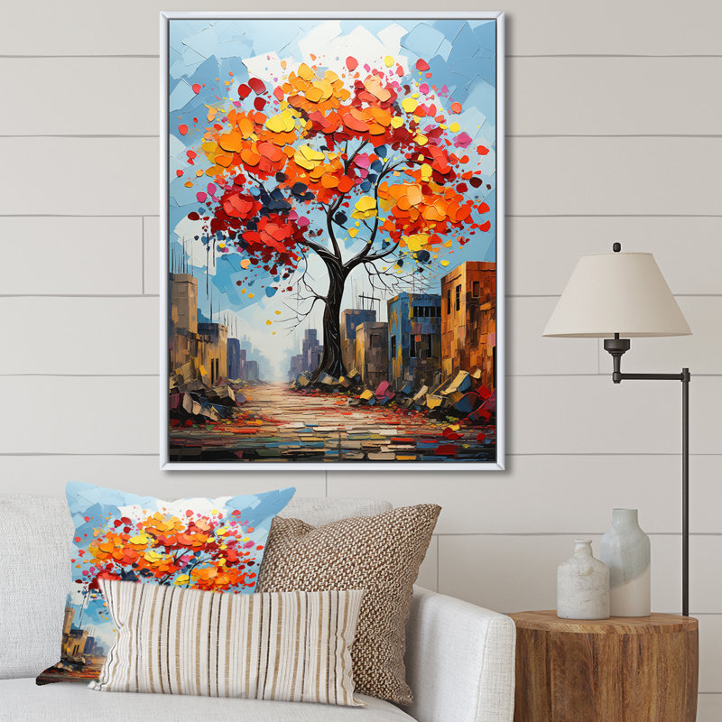 Graffiti style baobab - décoration murale arbre baobab, Cadre flottant blanc, H 40 po x l 30 po