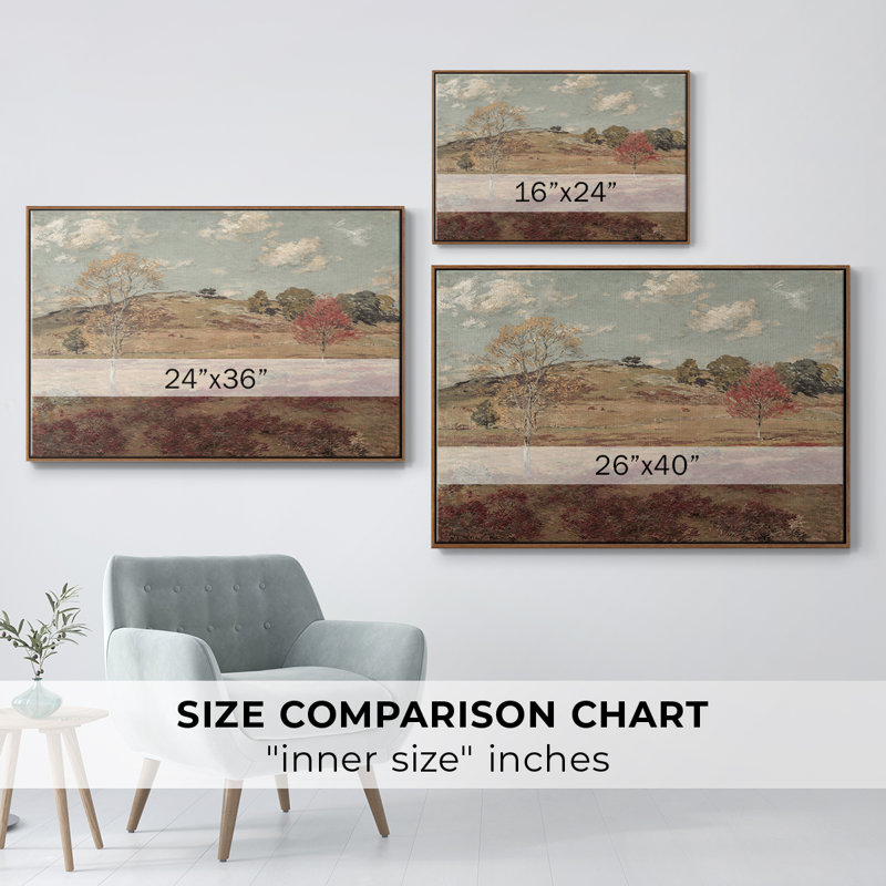 Paysage rétro - DCxxix, Toile encadrée noyer flottant, H 17 po x l 25 po x P 2 po