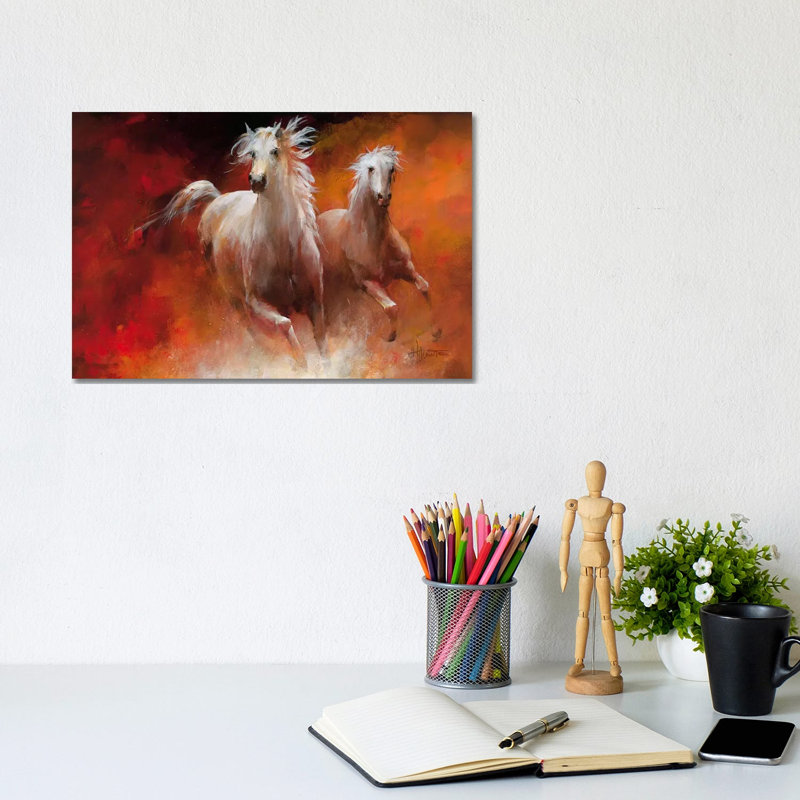 Wild Horses II by Willem Haenraets - Wrapped Canvas Painting, 20.32 cm H x 30.48 cm W