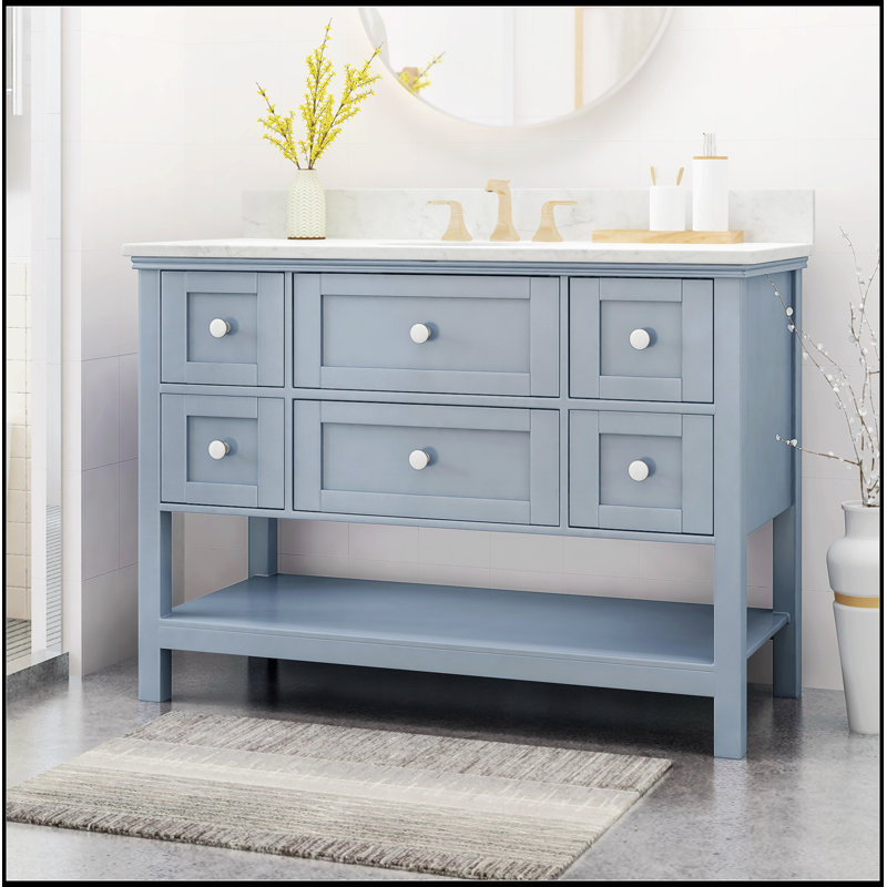 48" VANITY WITH BOTTOM SHELF STORAGE, Grey
