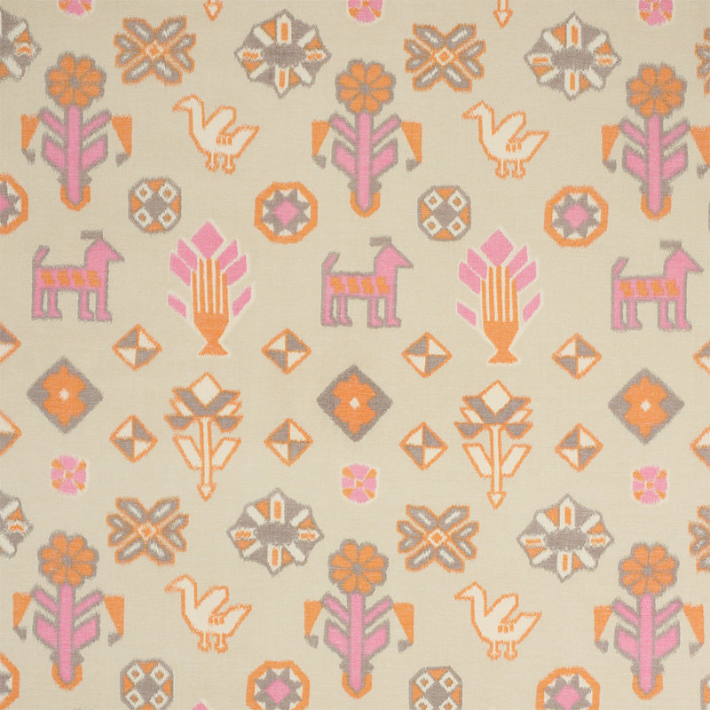 Chuska Warp Print Fabric, Pink/ Orange