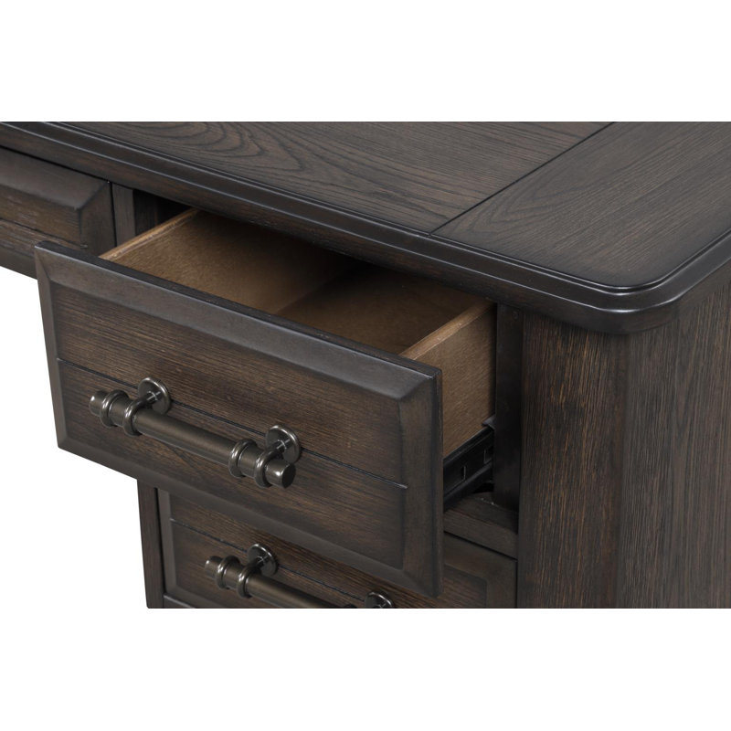 Tatum 60" Wide 5-Drawer Writing Desk, Mahogany
