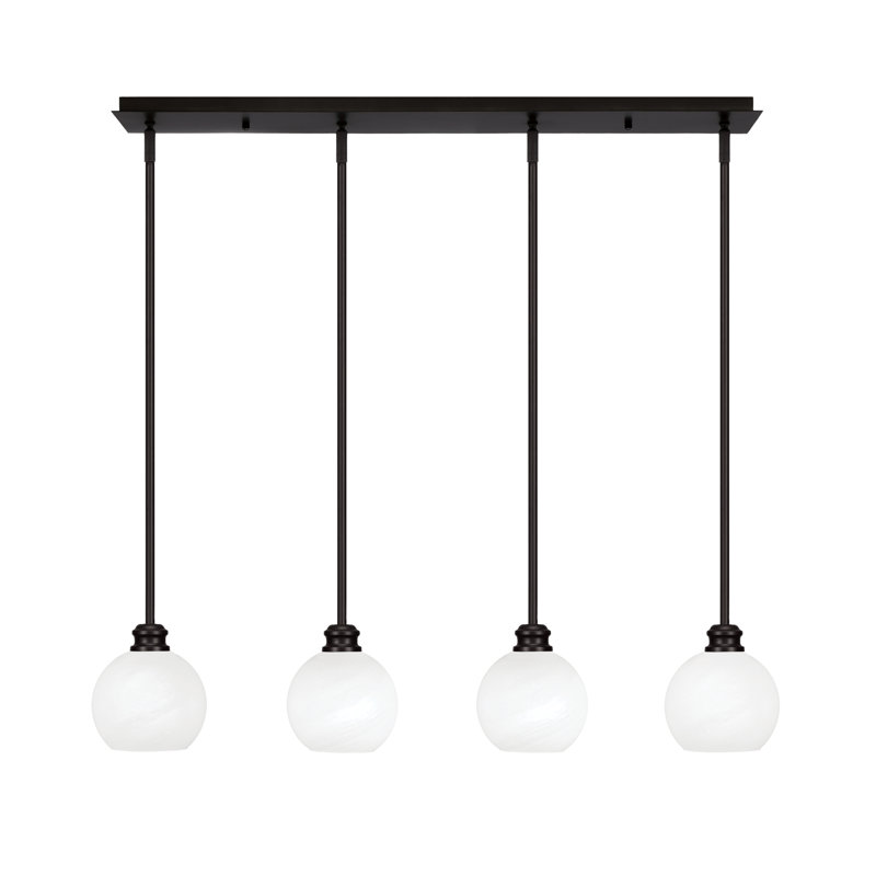 Luminaire suspendu linéaire 4 lumières avec verre 5,75 po Edge, Espresso