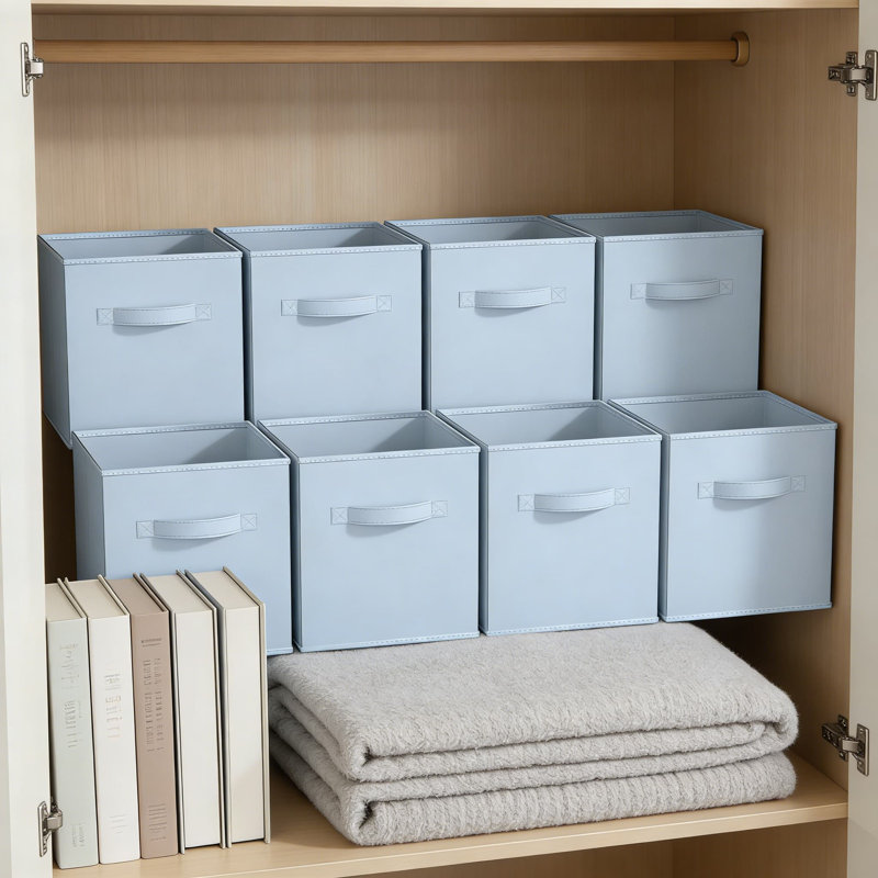 Foldable Fabric Storage Cubes - 8 Pack Collapsible Storage Bins With Handles For Home Organization, Shelves, Closet, Pantry, And Toy Storage