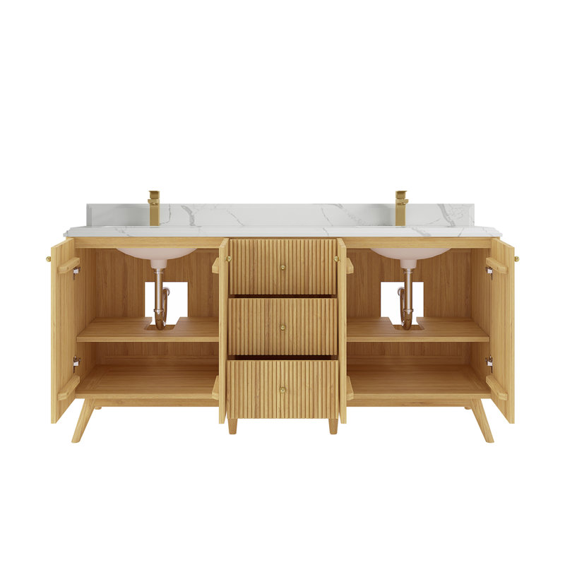 Ensemble de meuble-lavabo double 72 po Izzat, Calacatta Laza