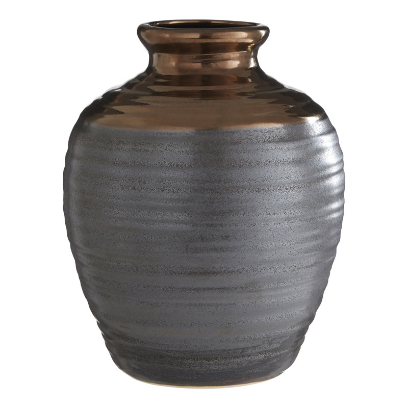 Szeto Ceramic Table Vase, 26cm H x 20cm W x 20cm D, Grey