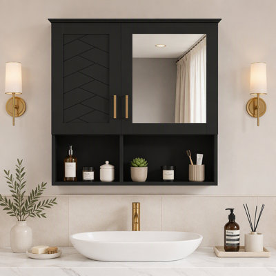 Armoire à pharmacie murale 2 en 1 pour salle de bain avec miroir haute définition, tablettes réglables et portes à fermeture en douceur