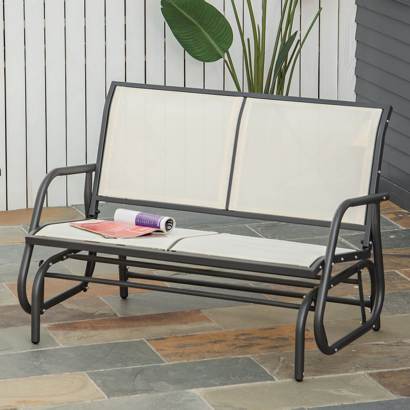 Banc oscillant extérieur pour 2 personnes avec structure en acier thermolaqué, tissu de toile confortable pour le jardin et le patio