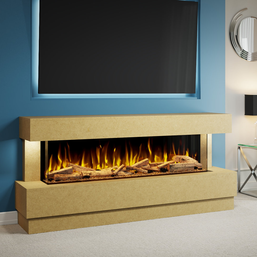 Evolution Fires Raphael 88 inch Electric Suite, includes Advance 1800 3-Sided Electric Fireplace