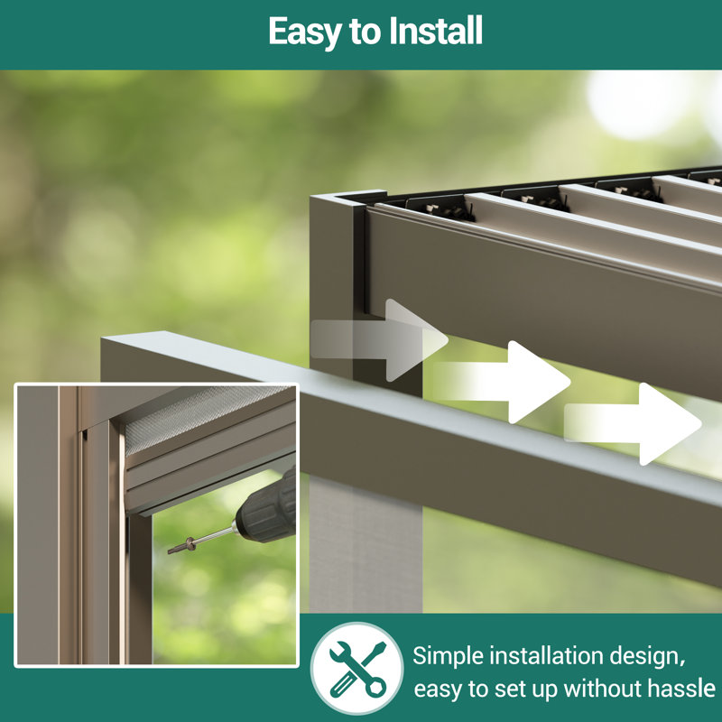 Écran d'intimité durable rétractable pour pergola de patio, Gris, 10 pi