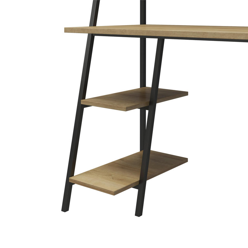 Otisco Stainless Steel Leaning / Ladder Desk, Natural, Black