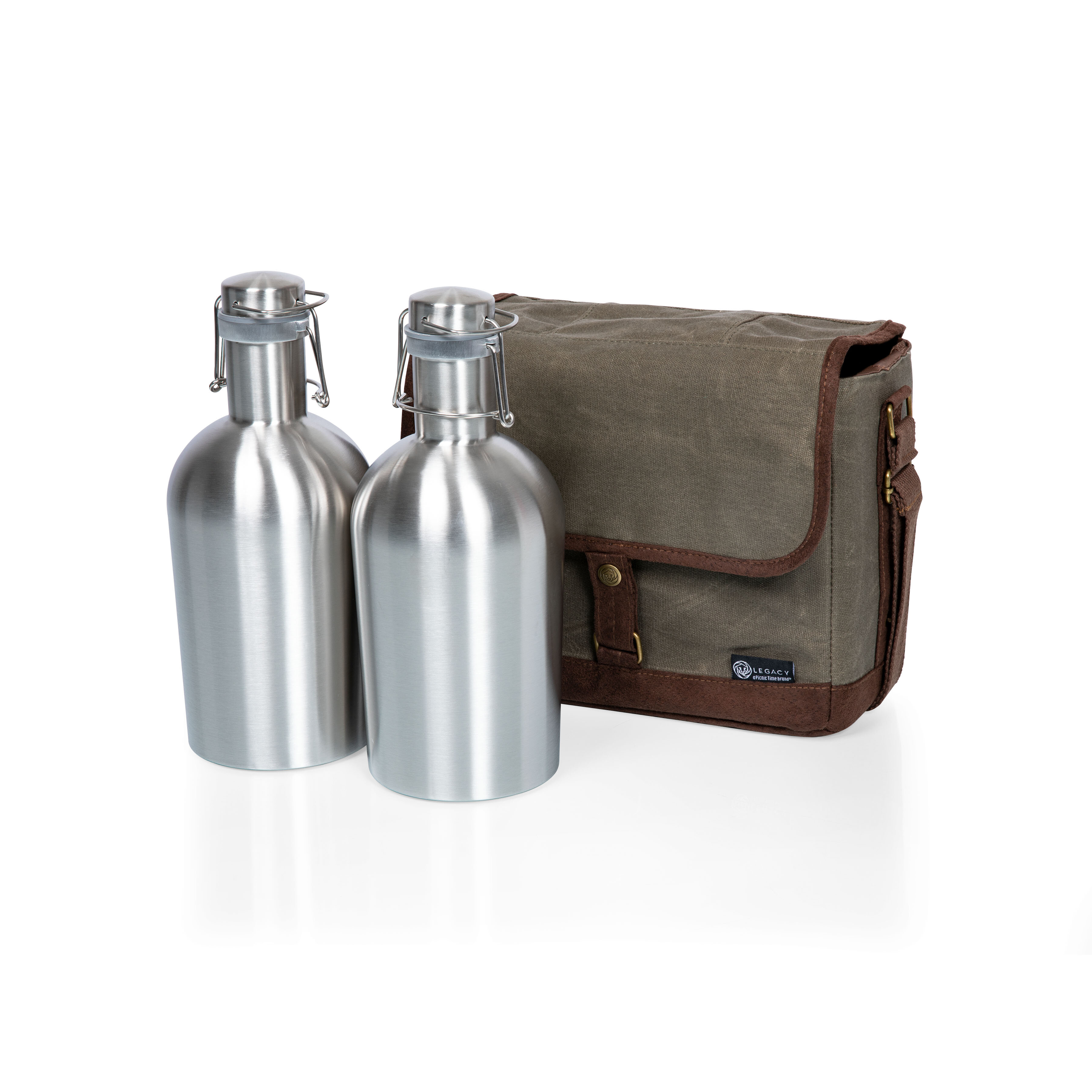 Leather Strapped Canteen and Lunch Box Set
