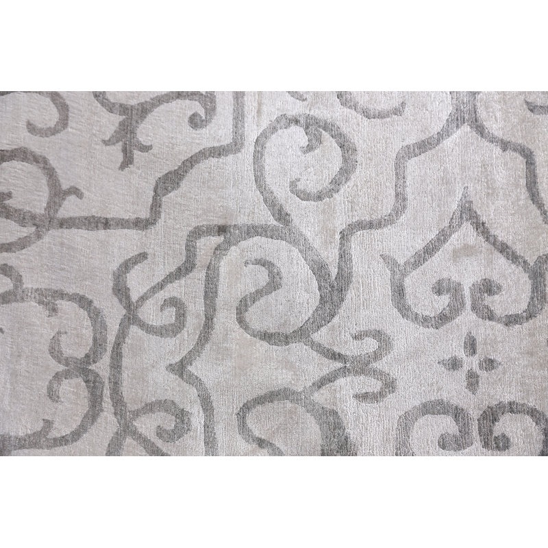 Bamboo Silk Damask Area Rug, Rectangle 10' x 14'