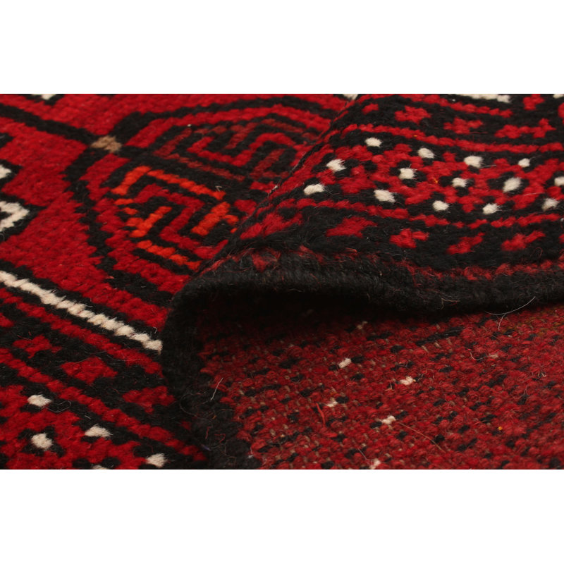One-of-a-Kind 3'4" X 5'3" 1980s Wool Area Rug in Red