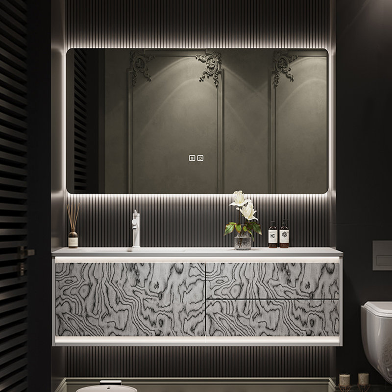 Armoire de salle de bain italienne minimaliste, H 19,7 po x l 47,2 po x P 20,5 po