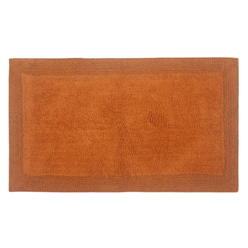 Bruss Luxury Solid Color Bath Rug Reversible, 21" W x 34" L, Terracotta