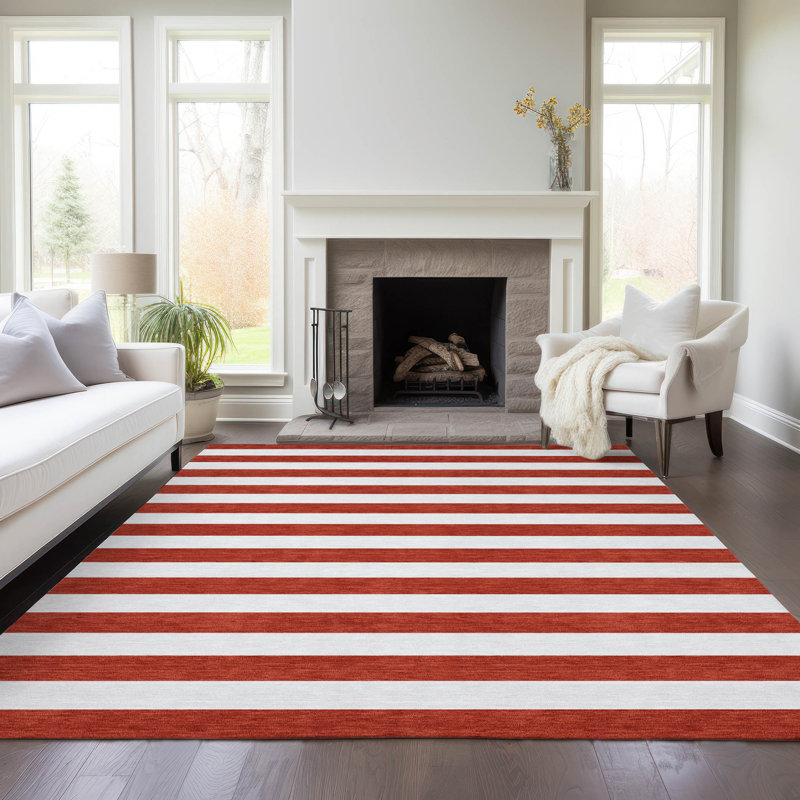 Washable Striped Indoor / Outdoor Rug, Rectangle 2'6" x 3'10"