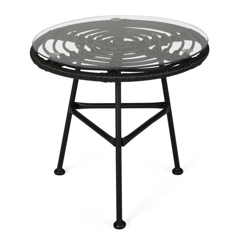 Grey Side Table With Long-Lasting And Tempered Glass Modern Top