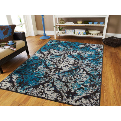 tapis intérieur/extérieur noir/bleu Bethzy