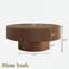 Table basse ronde avec rainures, plateau de table épais et base cylindrique