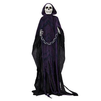 6Ft Halloween Decorations Outdoor Animatronics Grim Reaper With Chain,