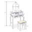 Ensemble de coiffeuse en bois massif avec tabouret et miroir Scott-525650179